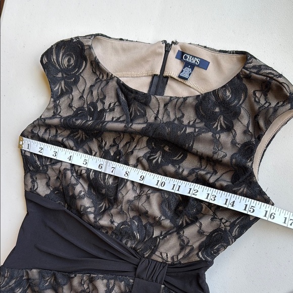 Chaps Black Lace Overlay Sheath Midi Dress - Picture 12 of 16
